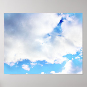 Puffy White Clouds und Blue Sky Poster