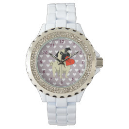 Pug be my Valentine Armbanduhr