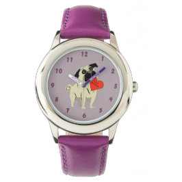 Pug be my Valentine Armbanduhr