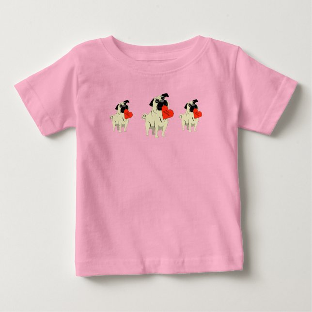 Pug be my Valentine Baby T-shirt (Vorderseite)