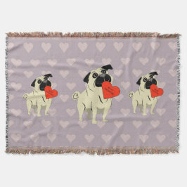 Pug be my Valentine Decke