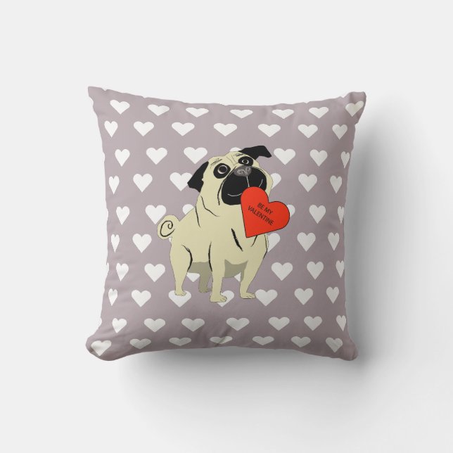 Pug be my Valentine Kissen (Vorderseite)
