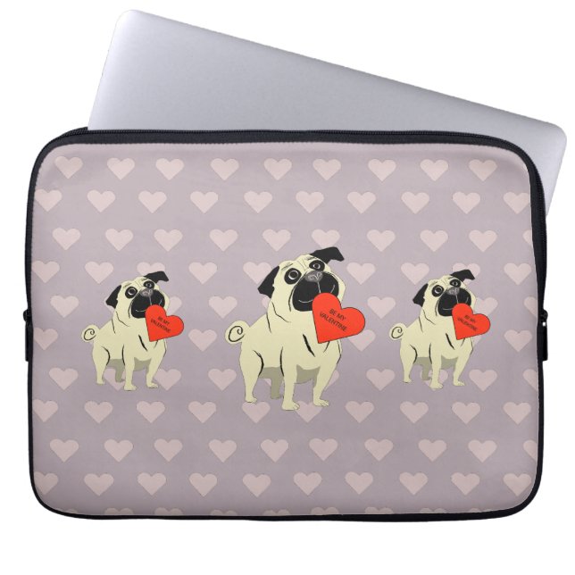 Pug be my Valentine Laptopschutzhülle (Vorderseite)