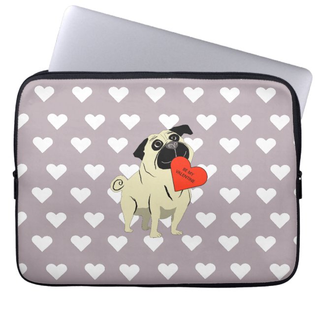 Pug be my Valentine Laptopschutzhülle (Vorderseite)