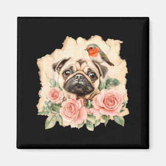 Pug bird cute dog funny pug magnet