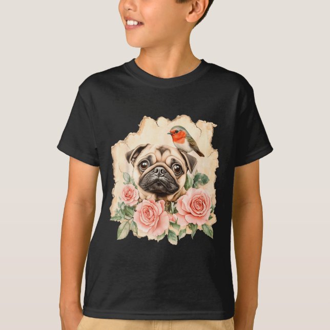 Pug bird cute dog funny pug  T-Shirt (Vorderseite)