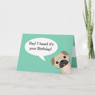 Pug Birthday Card Karte