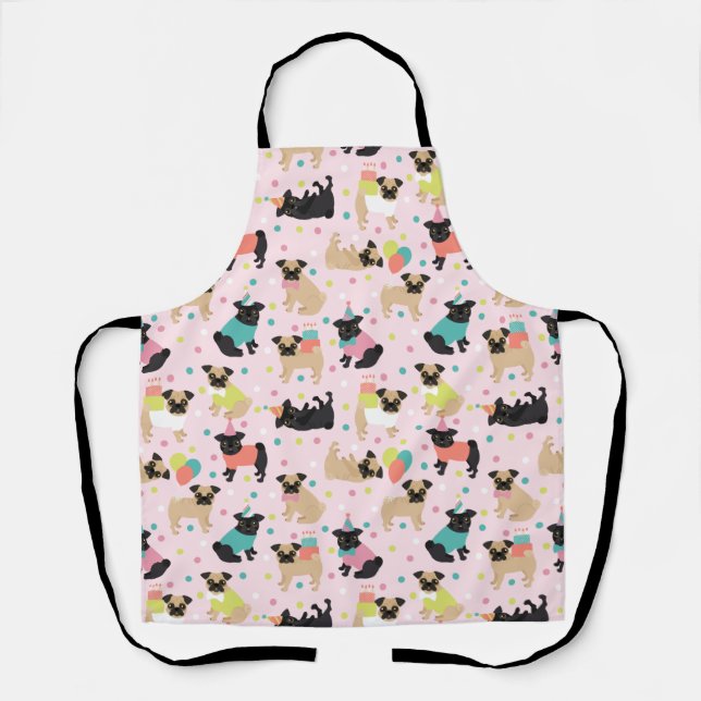 Pug Birthday Party Celebration Apron Schürze (Vorderseite)
