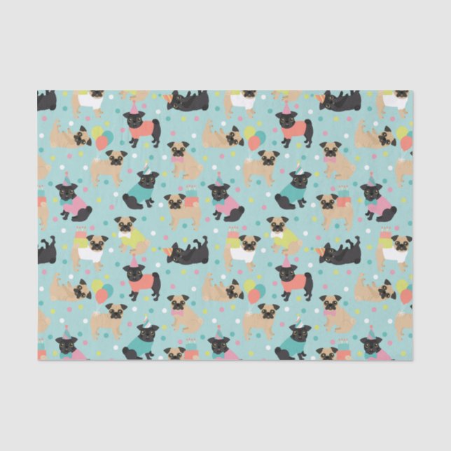 Pug Birthday Tissue Paper Seidenpapier (Vorderseite)