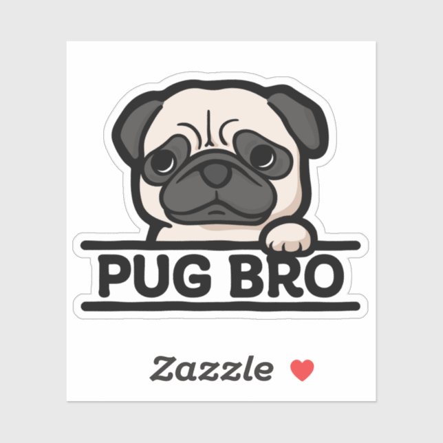 PUG BRO – Funny & Cute Pug Lover Gift Aufkleber (Blatt)