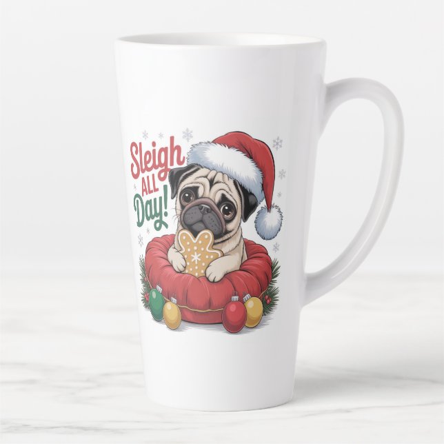 Pug Christmas Mug – Sleigh All Day Holiday Coffee  Milchtasse (Rechts)