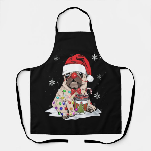 Pug Christmas Tree Lights Santa Dog Boys Pugmas Schürze (Vorderseite)