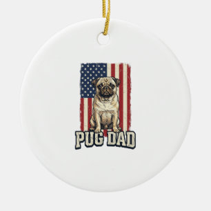 Pug Dad Patriotisches Vintage Gravur Hund Shirt De Keramik Ornament