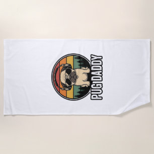 Pug Daddy Vintage Sonnenuntergang Hund Vector T-Sh Strandtuch