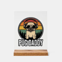 Pug Daddy Vintage Sonnenuntergang Hund Vektor-Shir