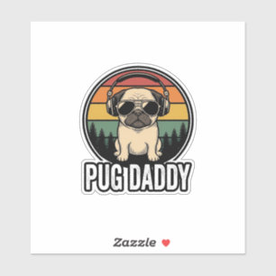 Pug Daddy Vintage Sonnenuntergang Hund Vektor-Shir Aufkleber