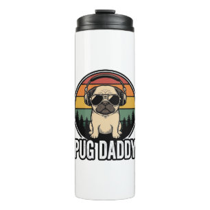 Pug Daddy Vintage Sonnenuntergang Hund Vektor-Shir Thermosbecher