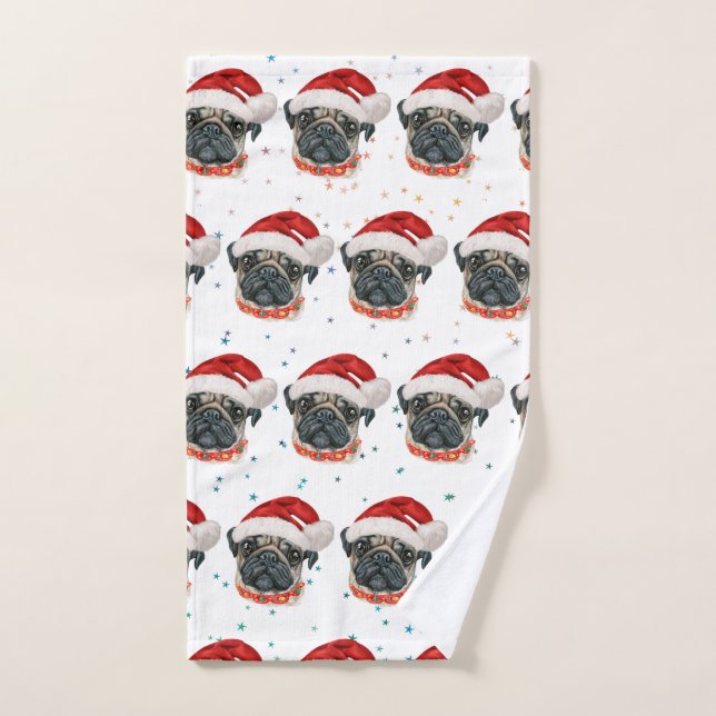 Pug Dog Breed Christmas Stars Handtuch (Handtuch)