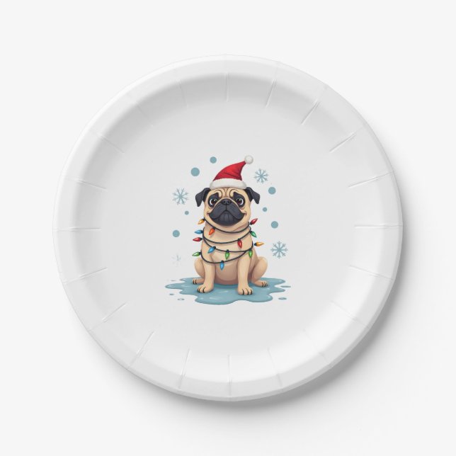 Pug Dog Christmas Men Women (1) Pappteller (Vorderseite)