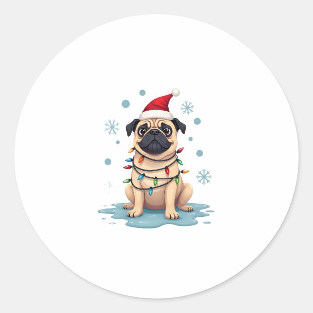 Pug Dog Christmas Men Women (1) Runder Aufkleber (Vorderseite)