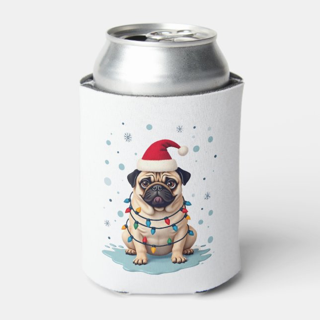 Pug Dog Christmas Men Women (3) Dosenkühler (Kanne Vorderseite)