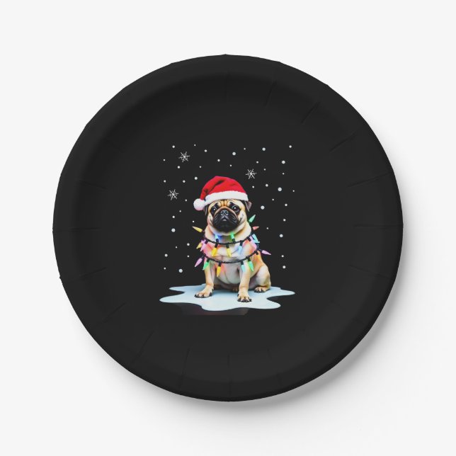 Pug Dog Christmas Men Women (3) Pappteller (Vorderseite)
