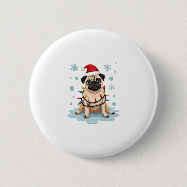 Pug Dog Christmas Men Women Button (Vorderseite)
