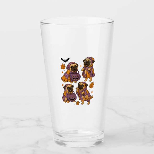 Pug Dog Ghost Halloween Spooky Glas (Vorderseite)