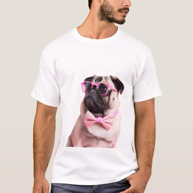 pug dog in a bow T-Shirt (Vorderseite)