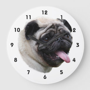 Pug dog pet photo portrait große wanduhr
