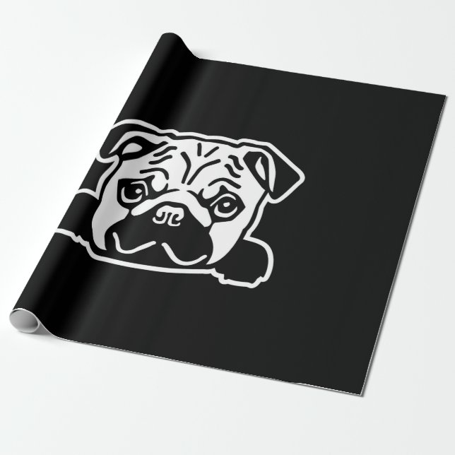 Pug Dog Sketch Portrait Geschenkpapier (Ungerollt)