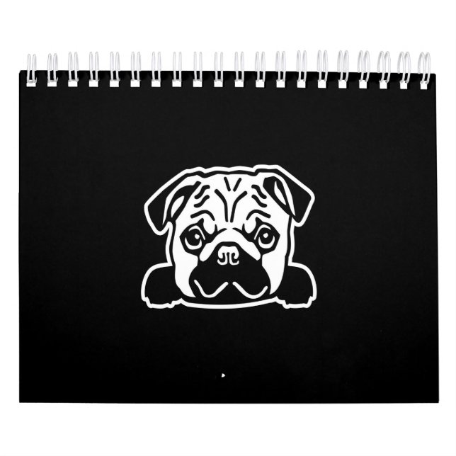 Pug Dog Sketch Portrait Kalender (Titelbild)