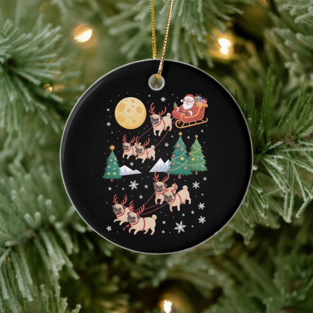 Pug Dogs Tree Christmas Sweater Xmas Pet Animal  Keramik Ornament (Baum)