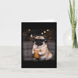 Pug drinking iced coffee lover humor funny dog mem karte