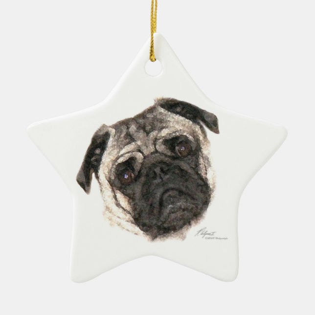 Pug Face Star Ornament (Vorne)