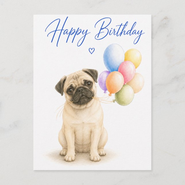 Pug-Geburtstag Postkarte (Vorderseite)