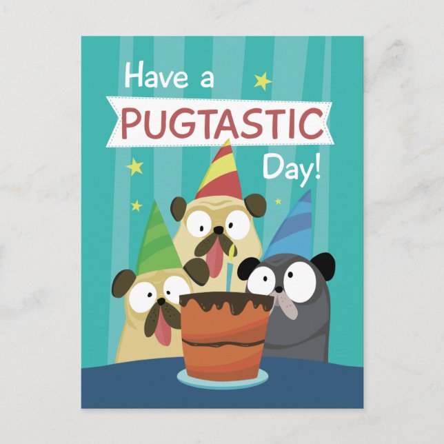 Pug-Geburtstag Postkarte (Vorderseite)