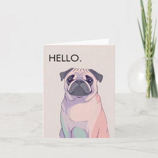 Pug Greeting Card – Retro Dog Art – Blank – 4 X 6 Feiertagskarte