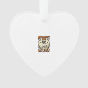 Pug-Halloween-Shirt mit Vintage-Engraving-Mond_1 Ornament