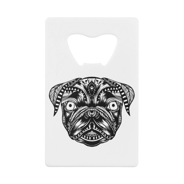 Pug Head - Mandala Design Geldbeutel Flaschenöffner (Vorderseite)