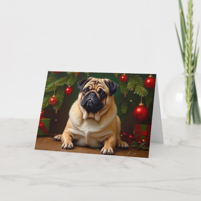 Pug Holiday Card Dankeskarte (Vorderseite)