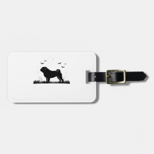 Pug Hund � Halloween Mond Silhouette Klassisches T Gepäckanhänger