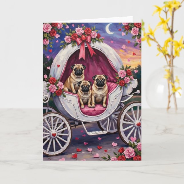 Pug Hund Valentinstag Karte (Gelbe Blume)