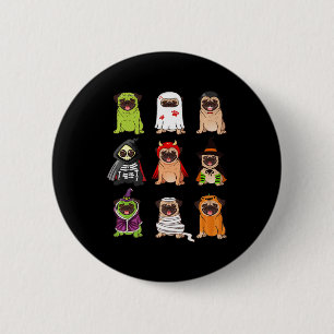 Pug-Kollektion Glücklicher Pugoween-Halloween-Spoo Button