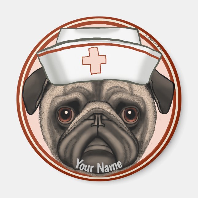 Pug Krankenschwester  Magnet (Vorne)