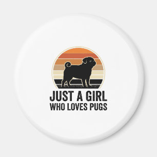 Pug Liebhaber Vintage Nur Ein Mädchen Hund Shirt D Magnet