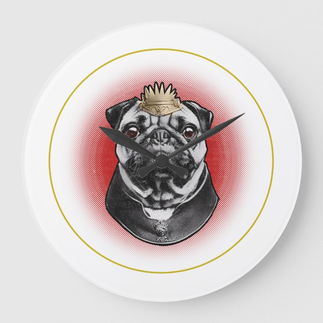 Pug Majestät  Große Wanduhr (Vorderseite)