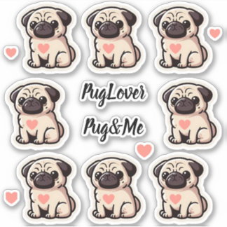 Pug&Me Set of Stickers Aufkleber