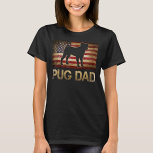 Pug Papa Vintage-Amerikanische-Flagge Patriotische T-Shirt