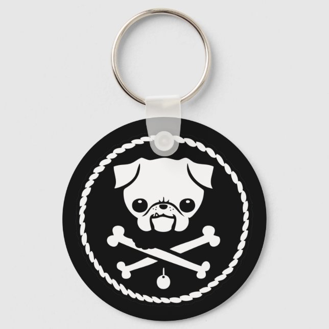Pug Pirate Schlüsselanhänger (Vorderseite)